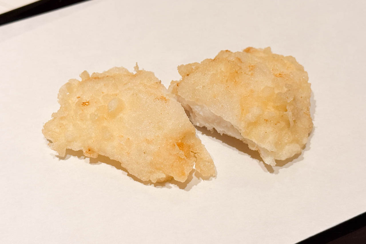 天七のランチコースで出てきた真鯛の天ぷら