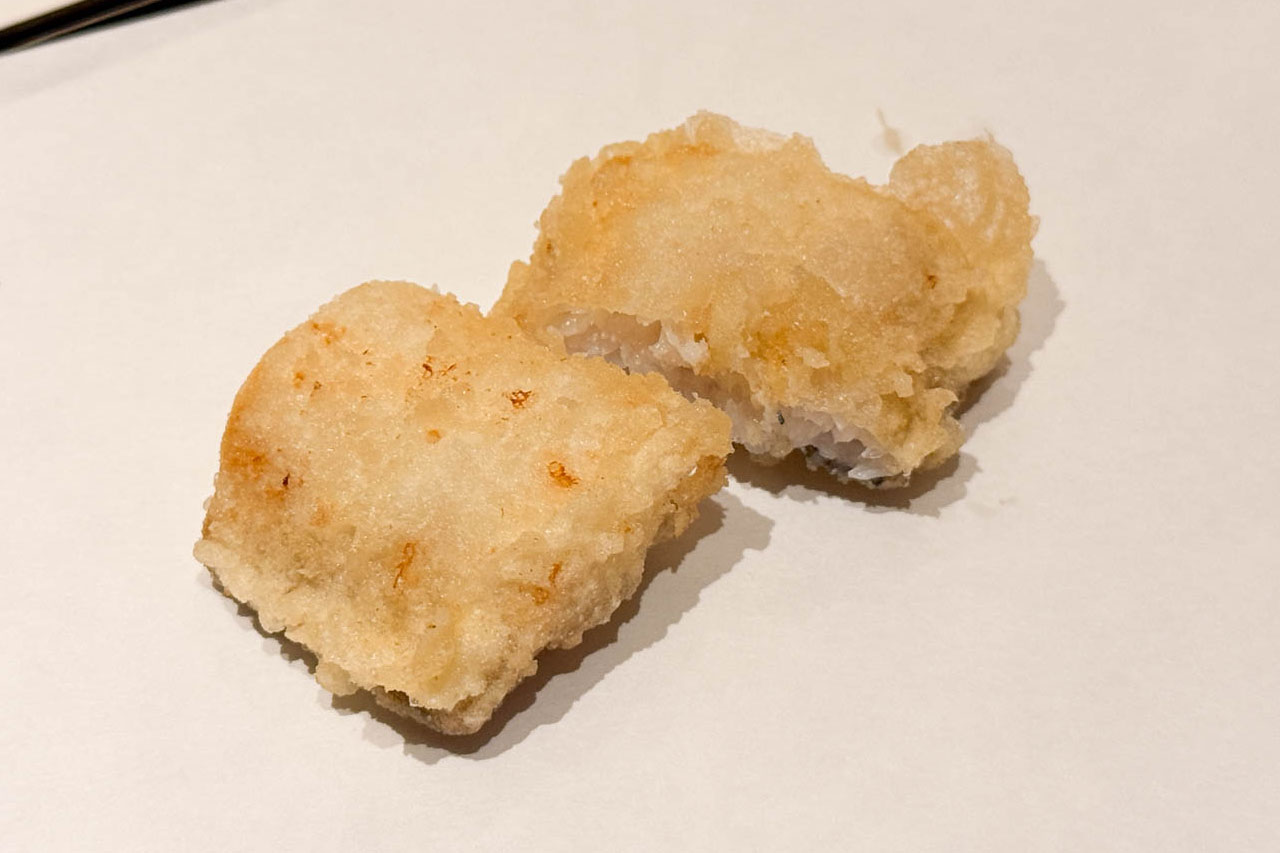 天七のランチコースで出てきた太刀魚の天ぷら