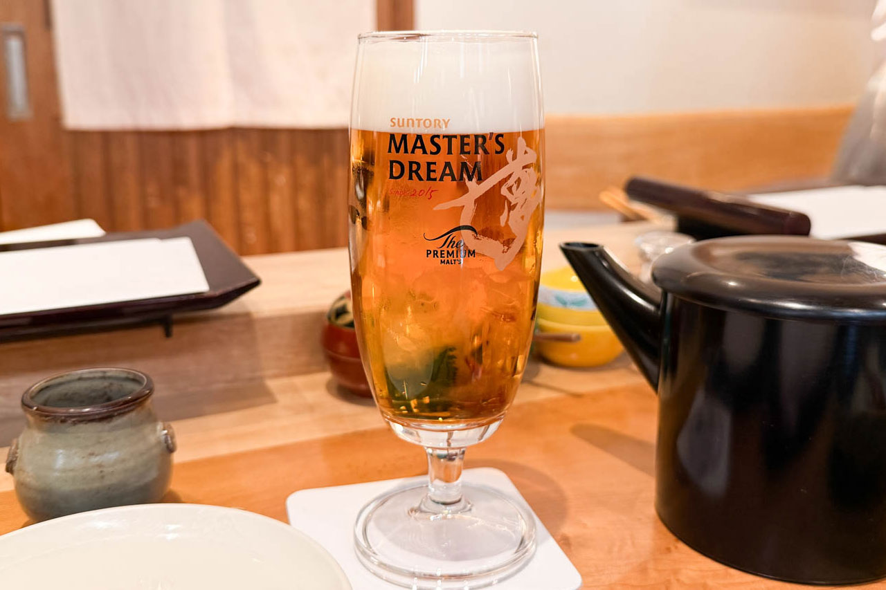 天七のランチコースと一緒にいただいたマスターズドリームの生ビール