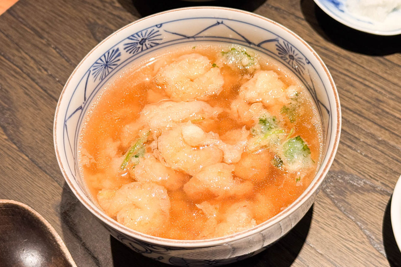 天七の締めで選べるかき揚げの天茶漬け