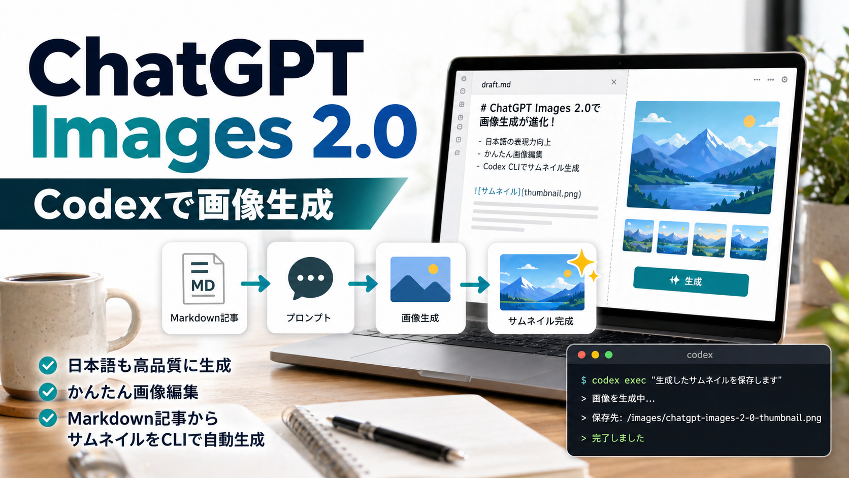 ChatGPT Images 2.0で画像生成が進化！Codexとの組み合わせも便利！